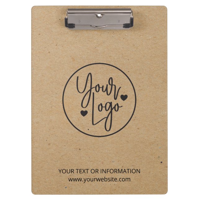 Rustic Kraft Business Logo Corporate Company Clipboard (Front)