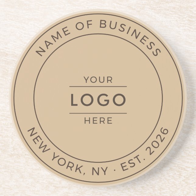 Rustic Kraft Business Logo Established Year Coaster (Front)