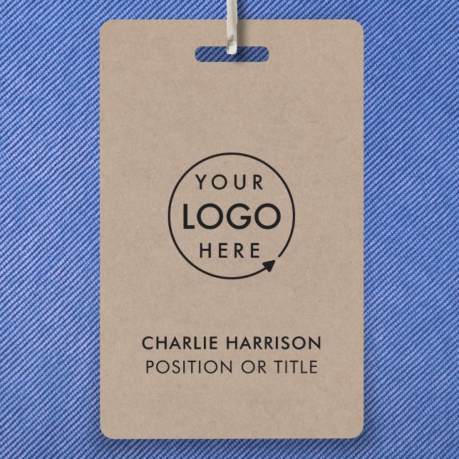 Rustic Kraft | Business Logo ID Modern Employee Badge (Rustic Kraft company branded staff ID badges for business events & employee identification.)