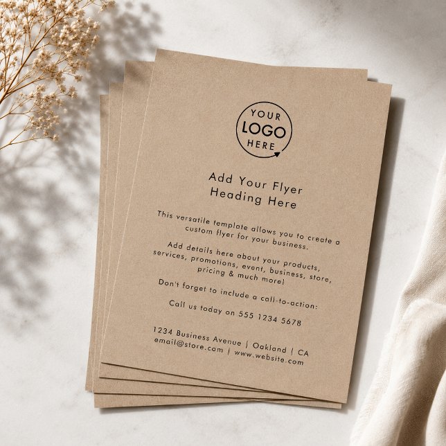 Rustic Kraft | Business Logo Modern Advertising Flyer (Modern minimal versitile rustic kraft flyer template by Guava - clean, sleek, and fully customizable)