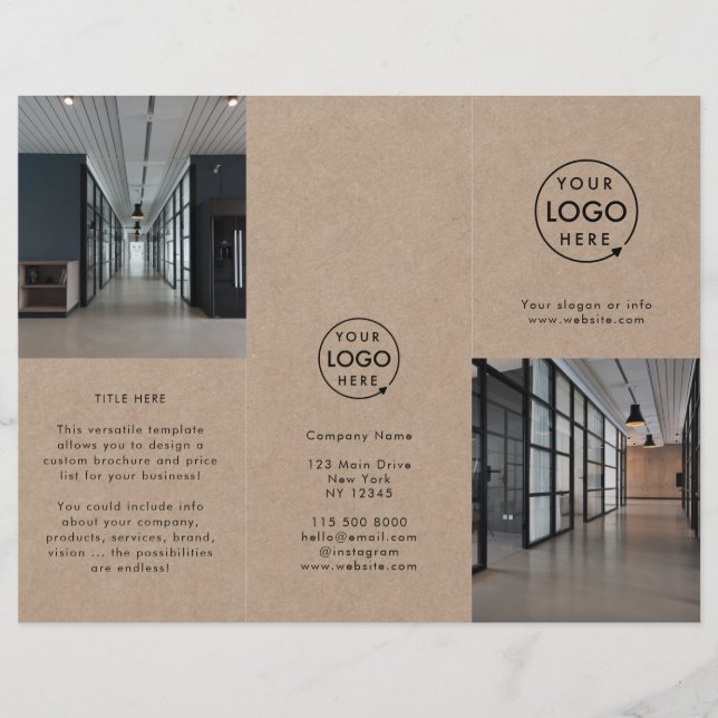 Rustic Kraft Business Photo Trifold Brochure (Front)