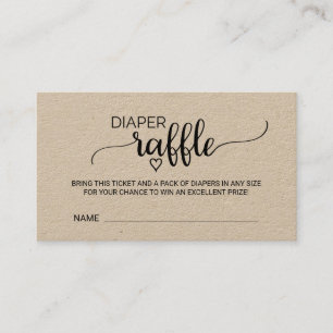 Rustic Kraft Calligraphy Diaper Raffle Enclosure