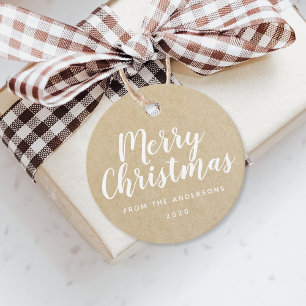 Rustic Kraft Christmas Hand Script Favour Tags