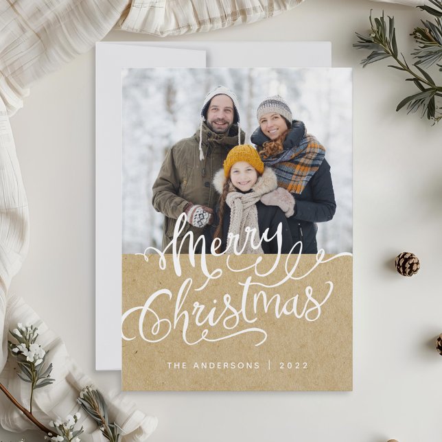 Rustic Kraft Christmas Holiday Photo Overlay Card (Creator Uploaded)