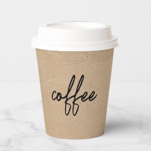 Rustic Kraft "coffee" Minimalist Script Paper Cups