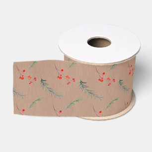 Rustic Kraft Colour Winter Spruce & Berries Grosgrain Ribbon