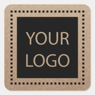 Rustic Kraft Custom Logo Minimalist Square Sticker