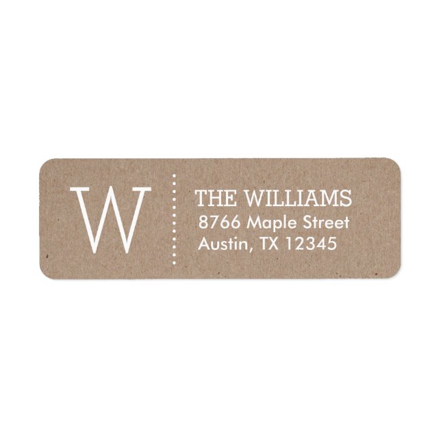 Rustic Kraft Custom Monogram Return Address (Front)