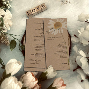 Rustic Kraft Dried floral Wedding Program