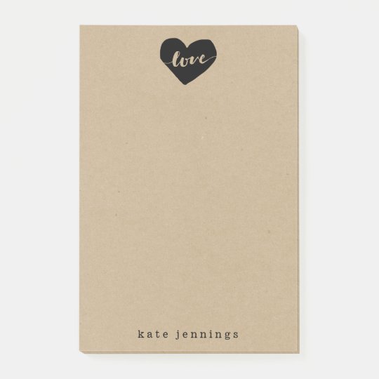 Rustic Kraft Effect Love Heart Silhouette Post-it Notes