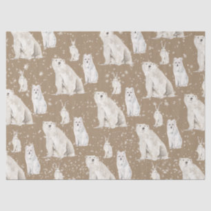 Rustic Kraft Elegant Arctic Winter Snowy Animals Tissue Paper