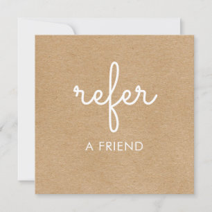 Rustic Kraft Elegant Script Referal Thank You Card