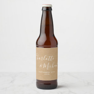 Rustic kraft elegant Signature Script Wedding Beer Bottle Label