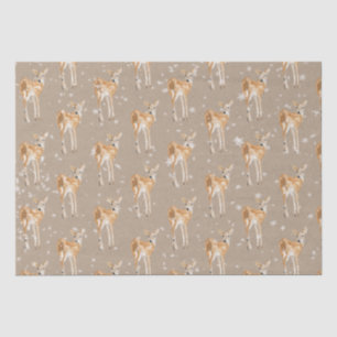 Rustic Kraft Elegant Snowy Winter Animals Doe Deer Tissue Paper