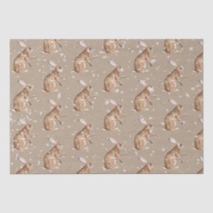Rustic Kraft Elegant Snowy Winter Animals Hare Tissue Paper