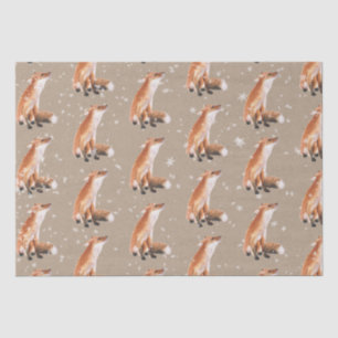 Rustic Kraft Elegant Snowy Winter Animals Red Fox Tissue Paper