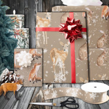 Rustic Kraft Elegant Winter Animals Large Scale