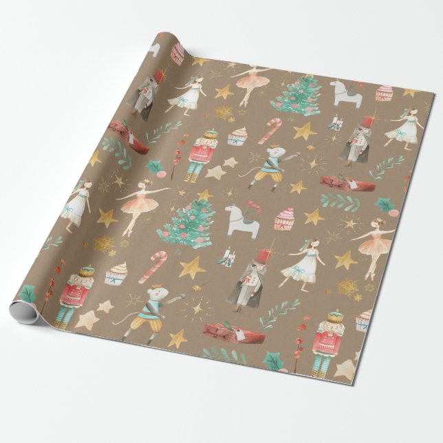 Rustic Kraft Everything Nutcracker Christmas 2 Wrapping Paper (Unrolled)