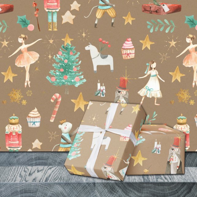 Rustic Kraft Everything Nutcracker Christmas  Wrapping Paper (Rustic Kraft Everything Nutcracker Christmas Holiday Gift Wrapping Paper Rolls)