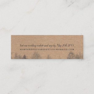 Rustic kraft Fall winter pine trees wedding detail Mini Business Card