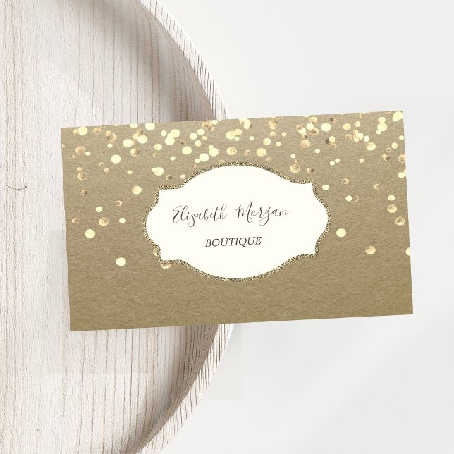 Rustic Kraft, Frame Gold  Confetti Business Card (Creator Uploaded)