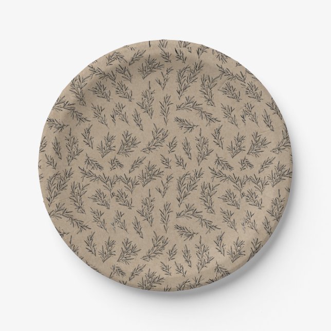 Rustic Kraft Give Thanks Holiday Paper Plate (Front)