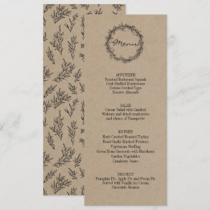 Rustic Kraft Give Thanks Thanksgiving Dinner Menu Invitation