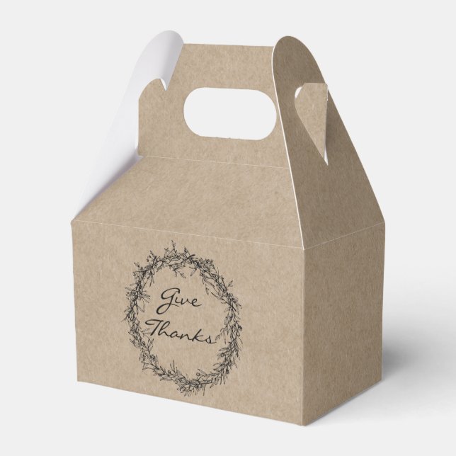 Rustic Kraft Give Thanks Thanksgiving Favour Box (Back Side)