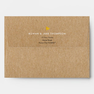Rustic Kraft Gold Heart Return Address Envelope