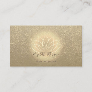 Rustic Kraft Gold Lotus Confetti Yoga Instructor Business Card