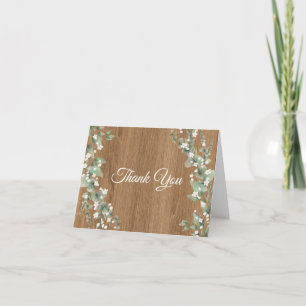 Rustic Kraft Greenery Thank You Card   Eucalyptus