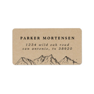 Rustic Kraft Hand-drawn Mountains Label