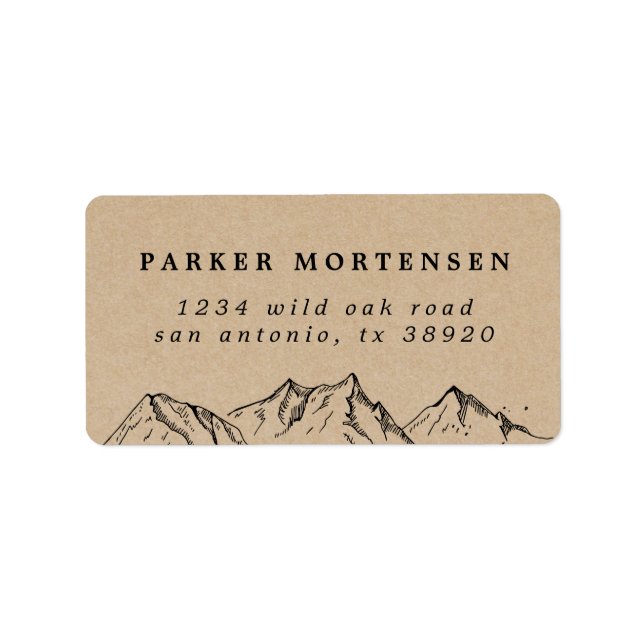 Rustic Kraft Hand-drawn Mountains Label (Front)