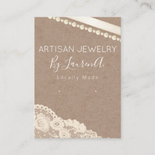 Rustic Kraft Handmade Earrings Jewelry Display Business Card
