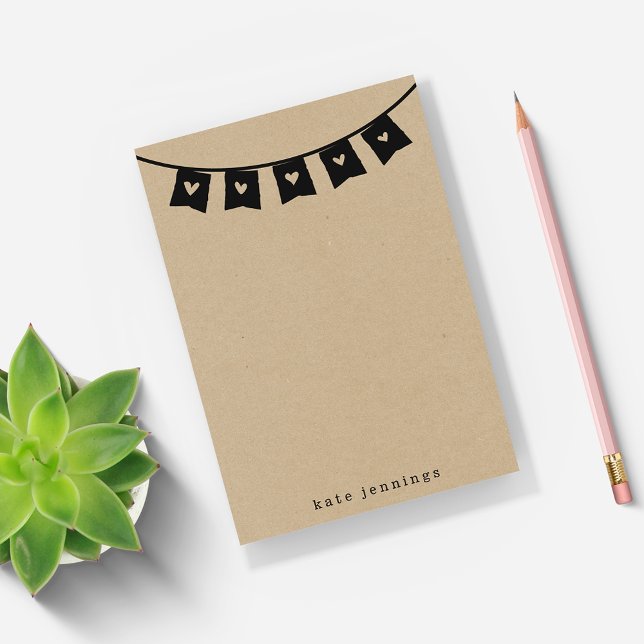 Rustic Kraft Heart Bunting Post-it Notes (Creator Uploaded)