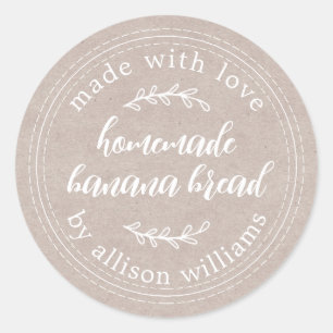 Rustic Kraft Homemade Banana Bread  Classic Round Sticker