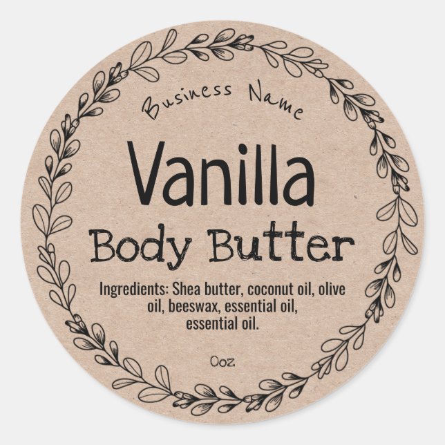 Rustic Kraft Homemade Product Labels (Front)