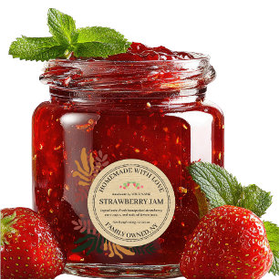 Rustic Kraft Homemade strawberry Jam Product Label
