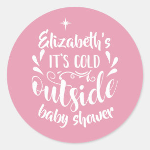 Rustic Kraft Its Cold Outside Baby Shower/Sprinkle Classic Round Sticker