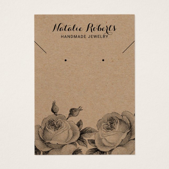 Rustic Kraft Jewelry Necklace Floral Display (Front)