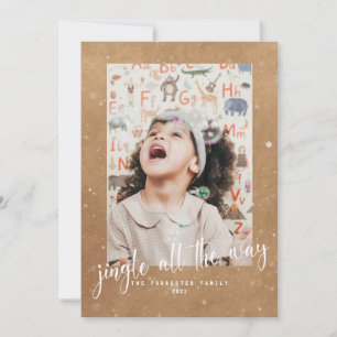 Rustic Kraft Jingle All The Way Script 2 Photo Card