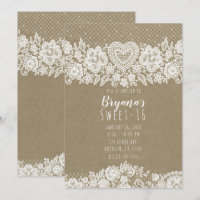 Rustic Kraft  Lace Farmhouse Sweet 16 Birthday