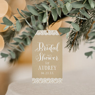 Rustic Kraft Lace Wedding Bridal Shower Favour Gift Tags