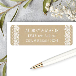 Rustic Kraft Lace Wedding Return Address