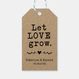 Rustic Kraft Let Love Grow Seed Wedding Gift Tags