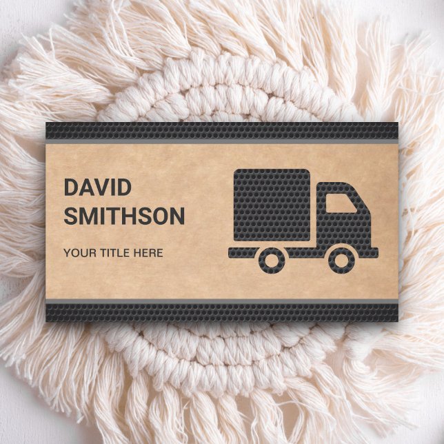 Rustic Kraft Logistics Transportation Cargo Truck Business Card (Creator Uploaded)