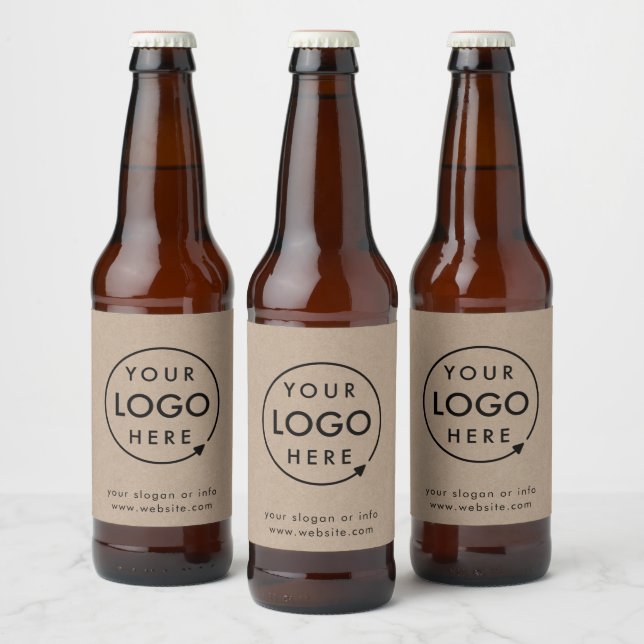 Rustic Kraft Logo | Business Corporate Modern Beer Bottle Label (Bottles)