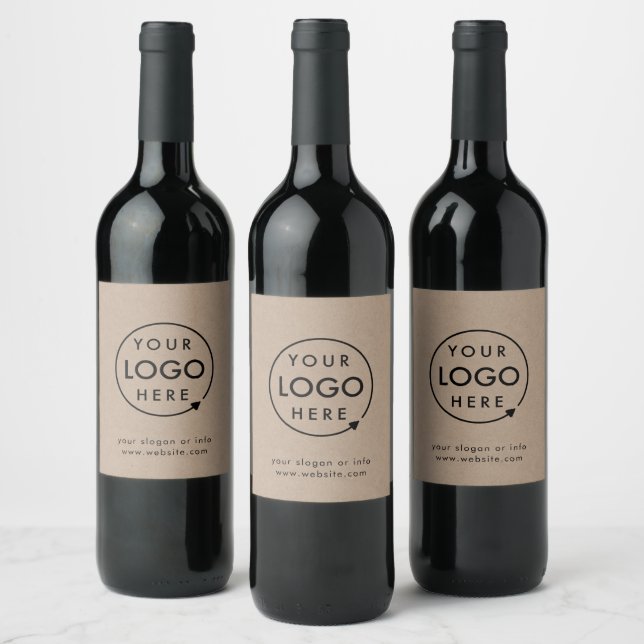 Rustic Kraft Logo | Business Corporate Modern Wine Label (Bottles)