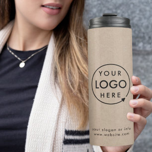 Rustic Kraft Logo   Business Natural Minimalist Thermal Tumbler