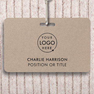 Rustic Kraft Logo   Employee ID Minimalist Staff Badge